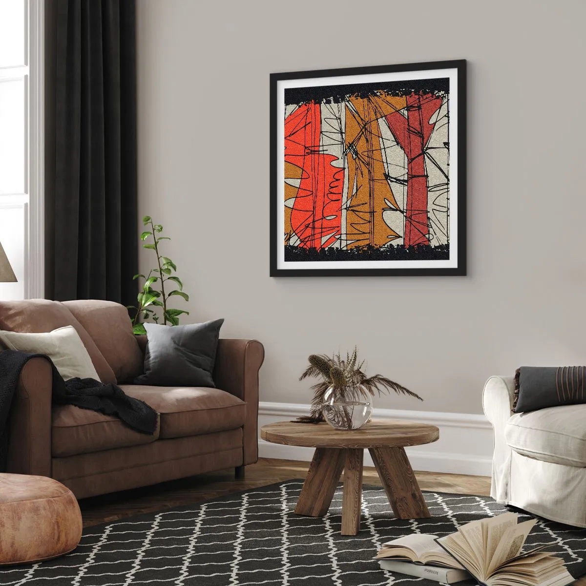 Poster în ramă neagră - Compoziție spontană - 40x40 cm