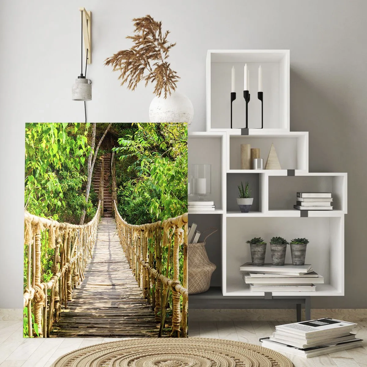 Tablou pe sticlă - Suspendat în verde - 50x70 cm