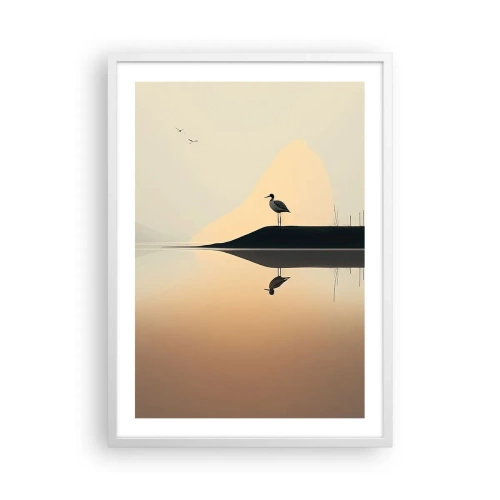 Poster în ramă albă - Domn pe lac - 50x70 cm