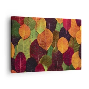 Tablou pe pânză Canvas - Frunze colorate aranjate într-un model de toamnă - 70x50cm - Mozaic de toamnă - Decorațiune modernă pentru perete pentru living și dormitor ARTTOR