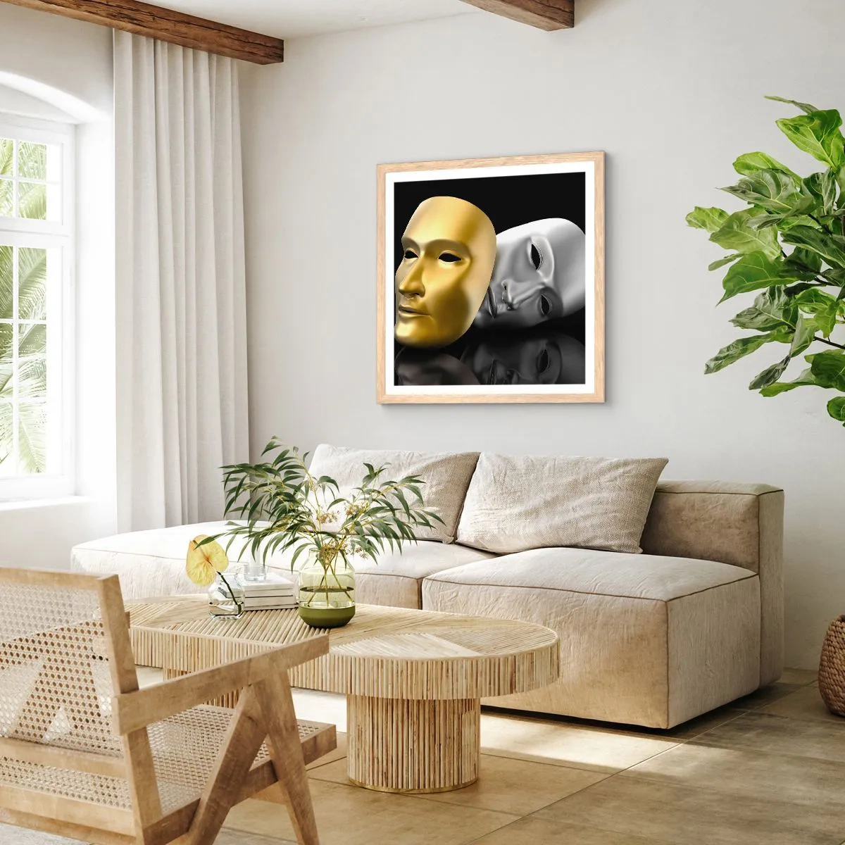 Poster în ramă de stejar deschis - Viața este teatru - 50x50 cm