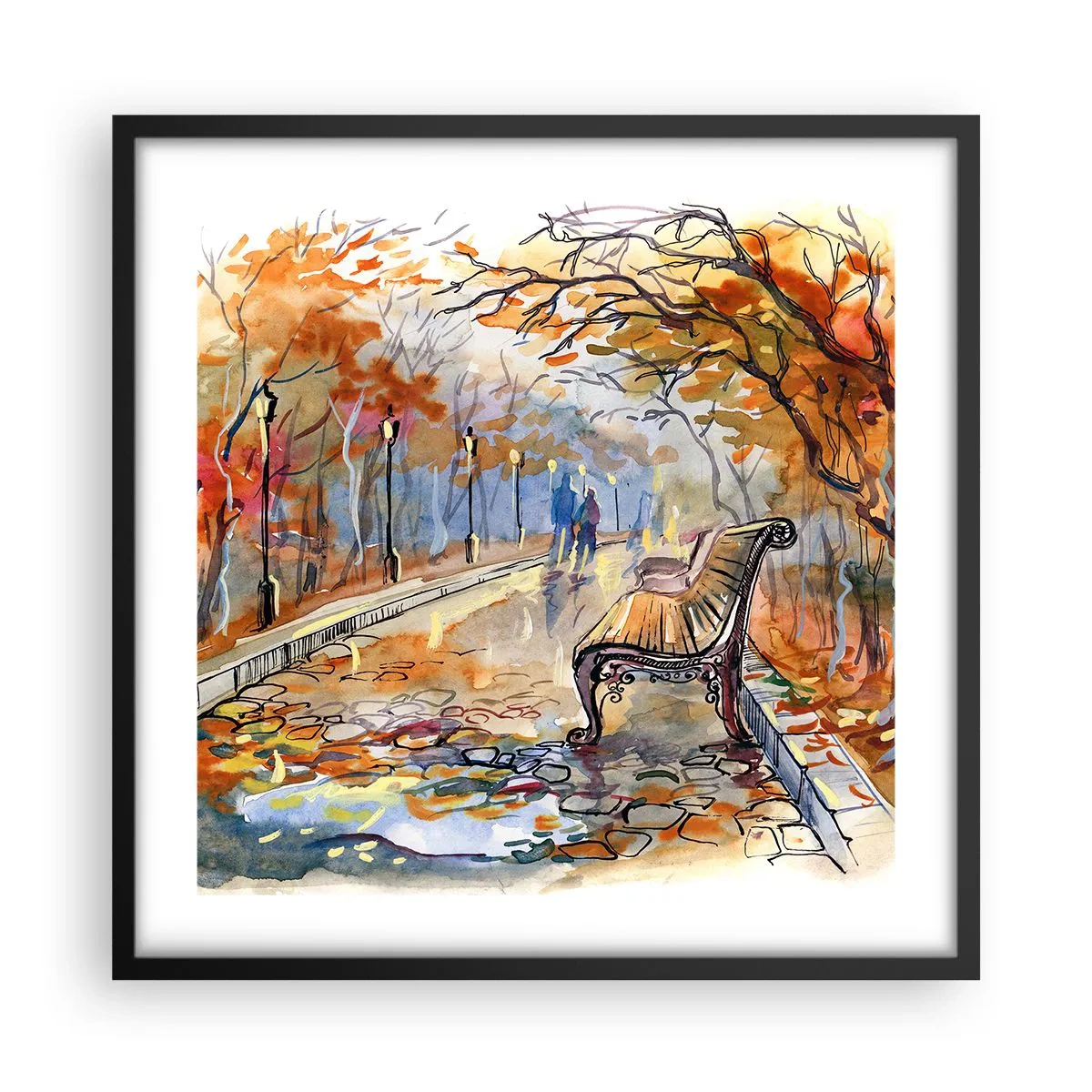 Poster în ramă neagră - Pășim împreună în toamnă - 50x50 cm