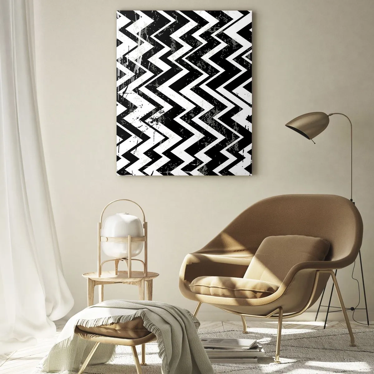 Tablou pe sticlă - Zig-alb, zag-negru - 50x70 cm