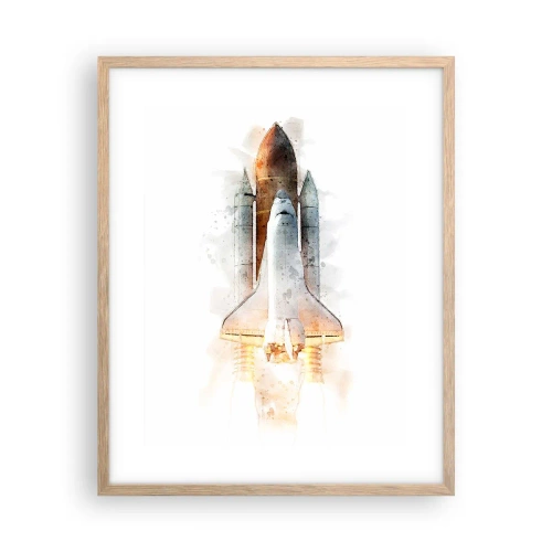 Poster în ramă de stejar deschis - Exploratorii la start - 40x50 cm