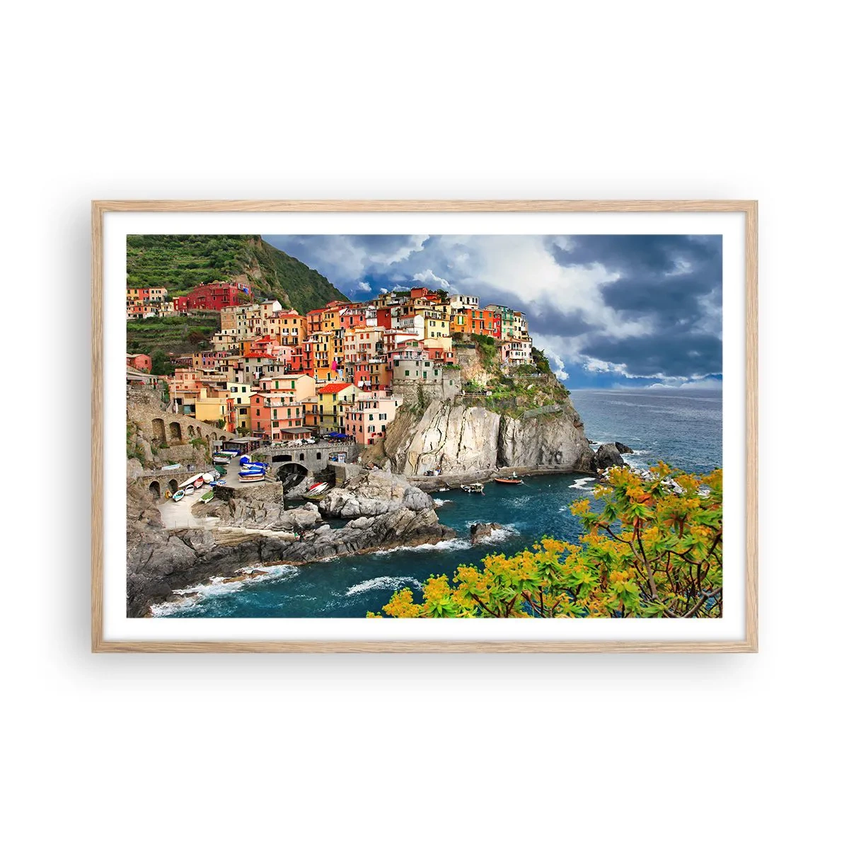 Poster în ramă de stejar deschis - Îmbrățișați de stânci - 91x61 cm