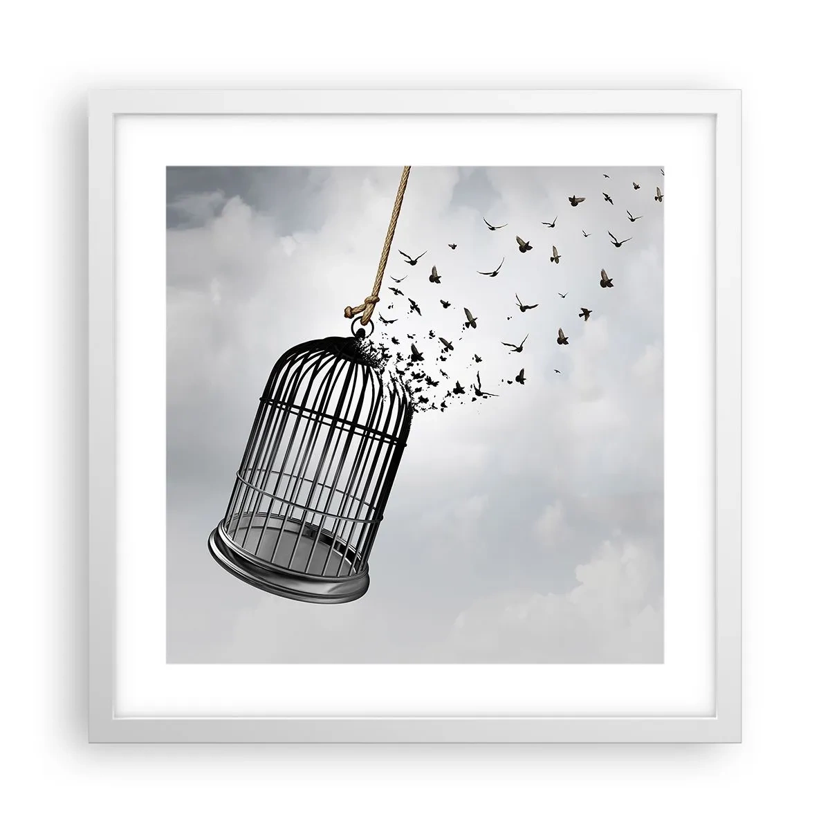 Poster în ramă albă - Credință...Speranță...Libertate! - 40x40 cm
