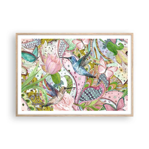 Poster în ramă de stejar deschis - Încurcat în viță de vie - 100x70 cm