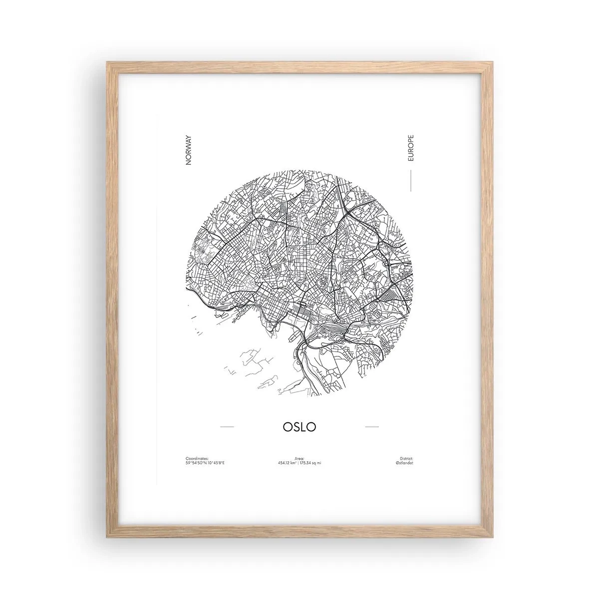 Poster în ramă de stejar deschis - Anatomia Oslo - 40x50 cm