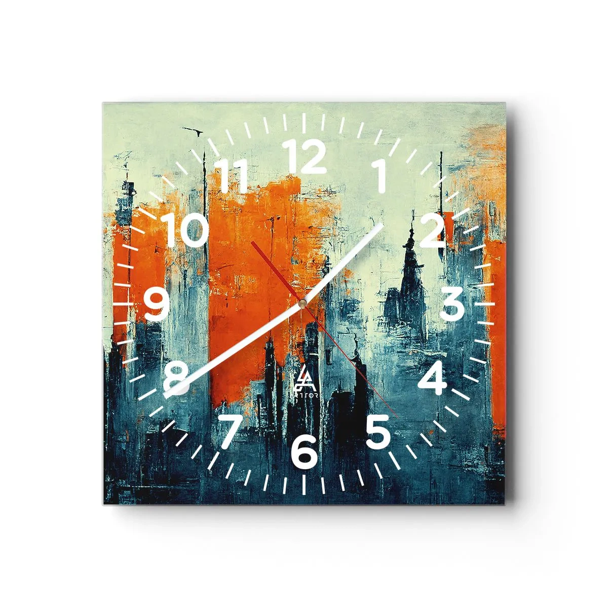 Ceas de perete - Ceas pe sticlă - Peisaj modern - 30x30 cm