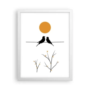 Poster în ramă albă - Seară cu privighetori - 30x40 cm