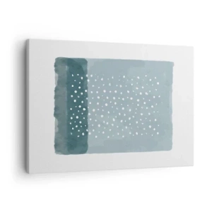 Tablou pe pânză Canvas - O pictură minimalistă în nuanțe de albastru cu puncte - 70x50cm - Crescute pe albastru - Decorațiune modernă pentru perete pentru living și dormitor ARTTOR