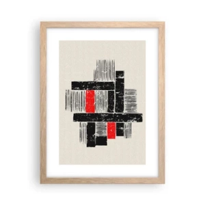 Poster în ramă de stejar deschis - Roșu și negru - 30x40 cm