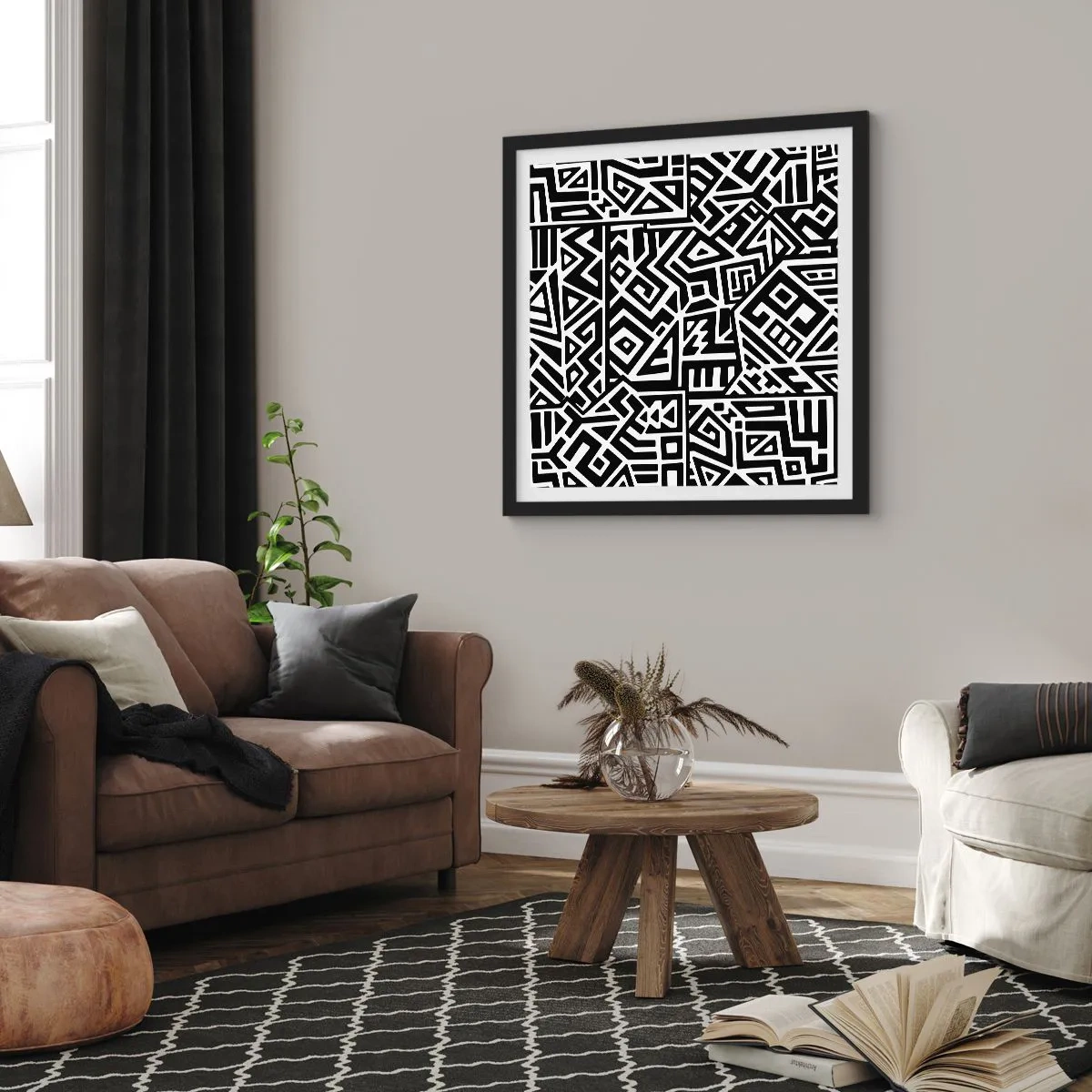 Poster în ramă neagră - Compoziție precolumbiană - 30x30 cm