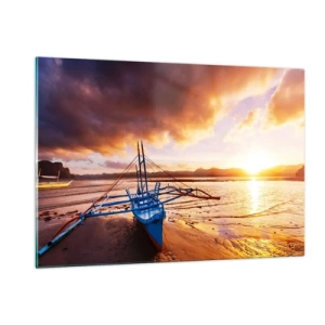 Tablou pe sticlă - După o zi lungă, întindeți-vă pe nisip - 120x80 cm