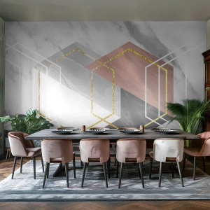 Tapet Standard Eco - Compoziția lanțului - Abstracția, Bucată, Hexagon - 350x256 cm