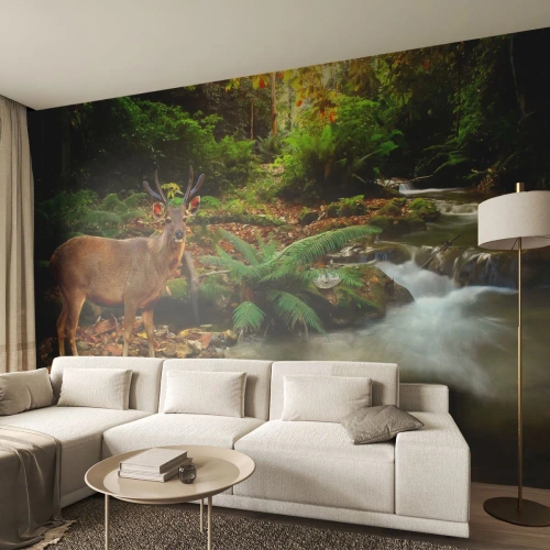 Tapet Premium Canvas - Bun venit în lumea mea - Peisaj, Animale, Cerb - 250x175 cm