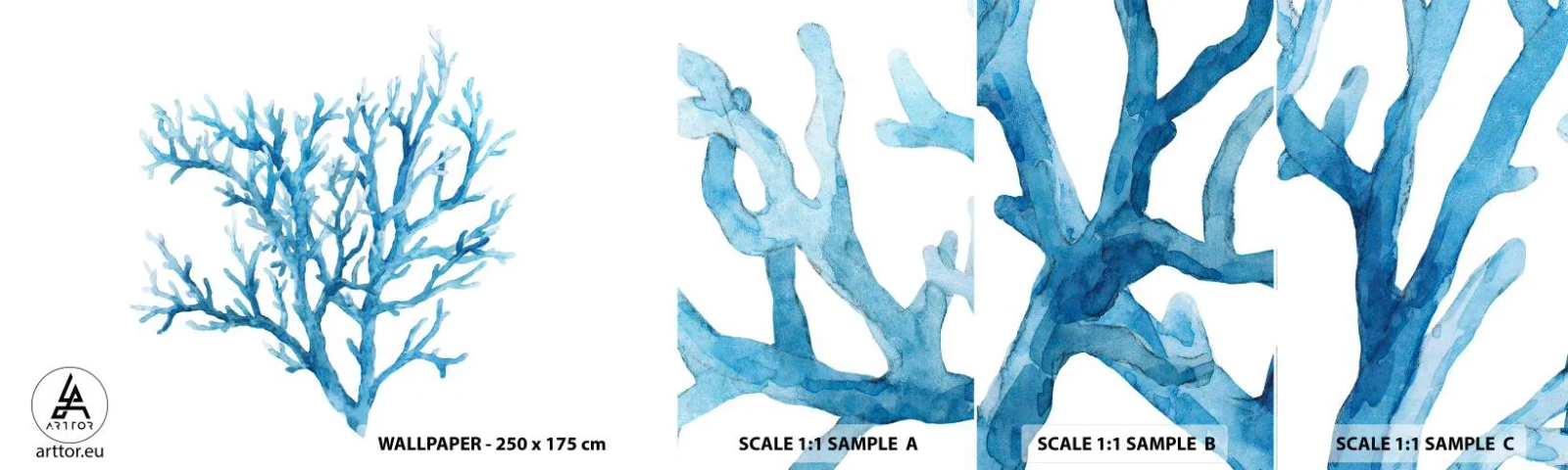 Mostră de Tapet Standard Eco - Filigranul marin - Coral, Litoral, Minimalist - 100x30 cm