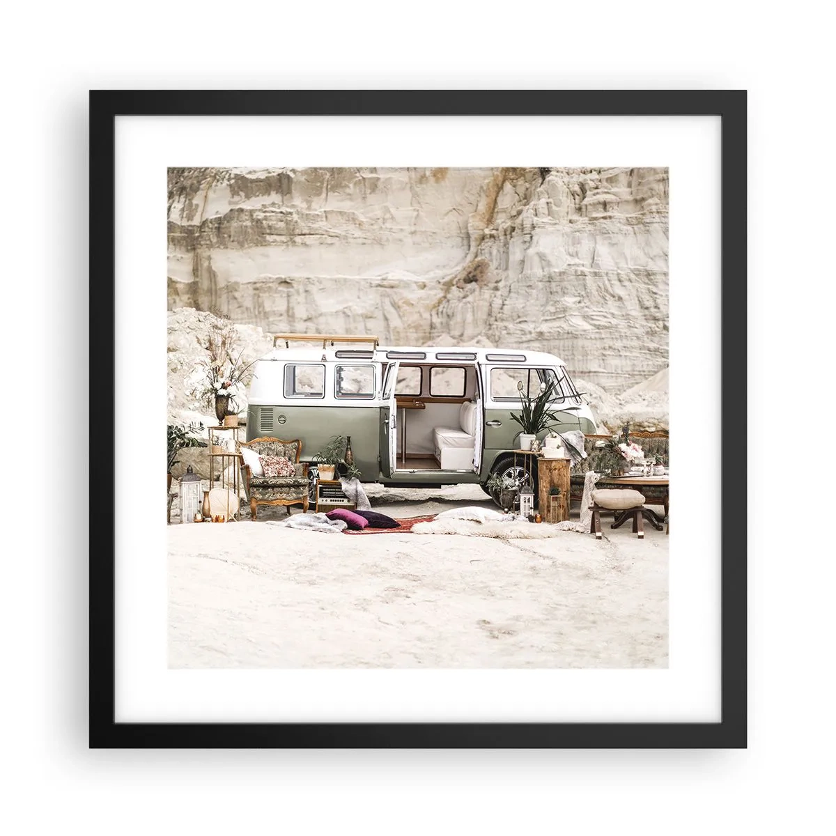 Poster în ramă neagră - Să înceapă călătoria - 40x40 cm