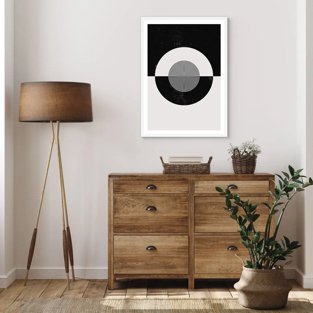 Poster în ramă albă - Armonie în alb și negru - 61x91 cm