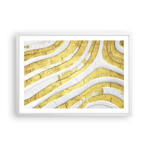 Poster în ramă albă - Compoziția în alb și auriu - 70x50 cm