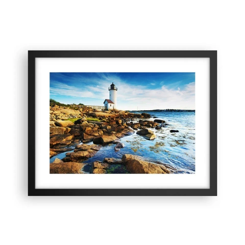 Poster în ramă neagră - Întoarce-te acasă fericit, te aștept cu nerăbdare - 40x30 cm