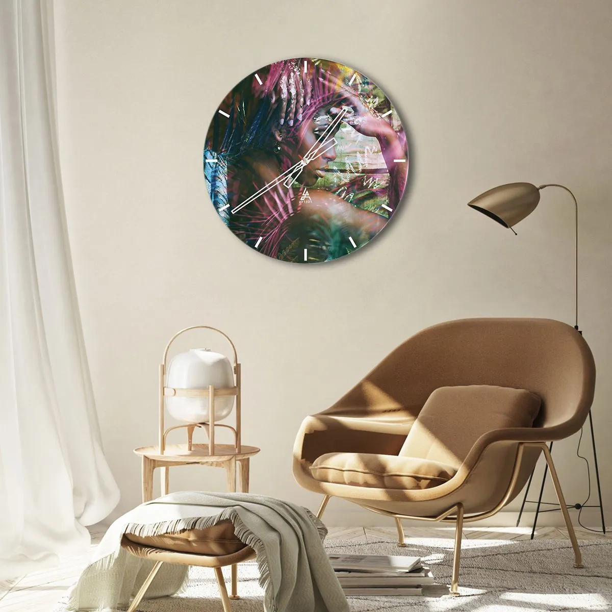 Ceas de perete - Ceas pe sticlă - Mama Natură în junglă - 40x40 cm