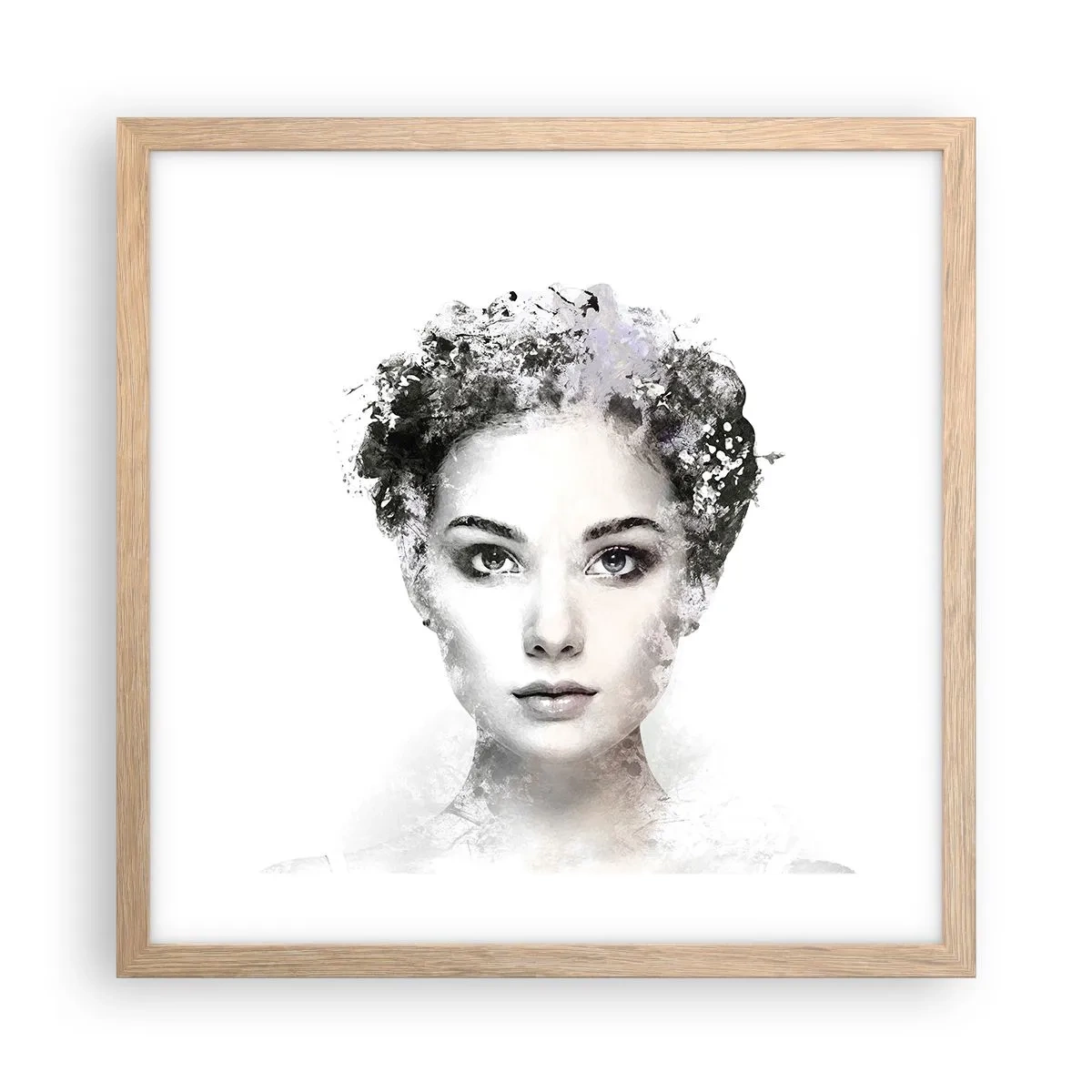 Poster în ramă de stejar deschis - Un portret extrem de elegant - 40x40 cm