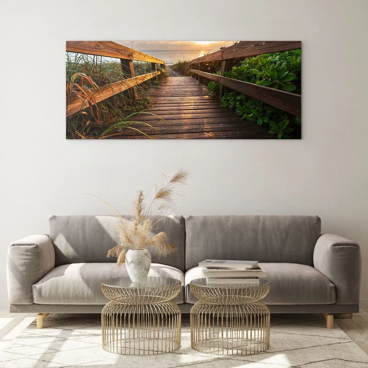 Tablou pe sticlă - Și direct la țărm - 90x30 cm