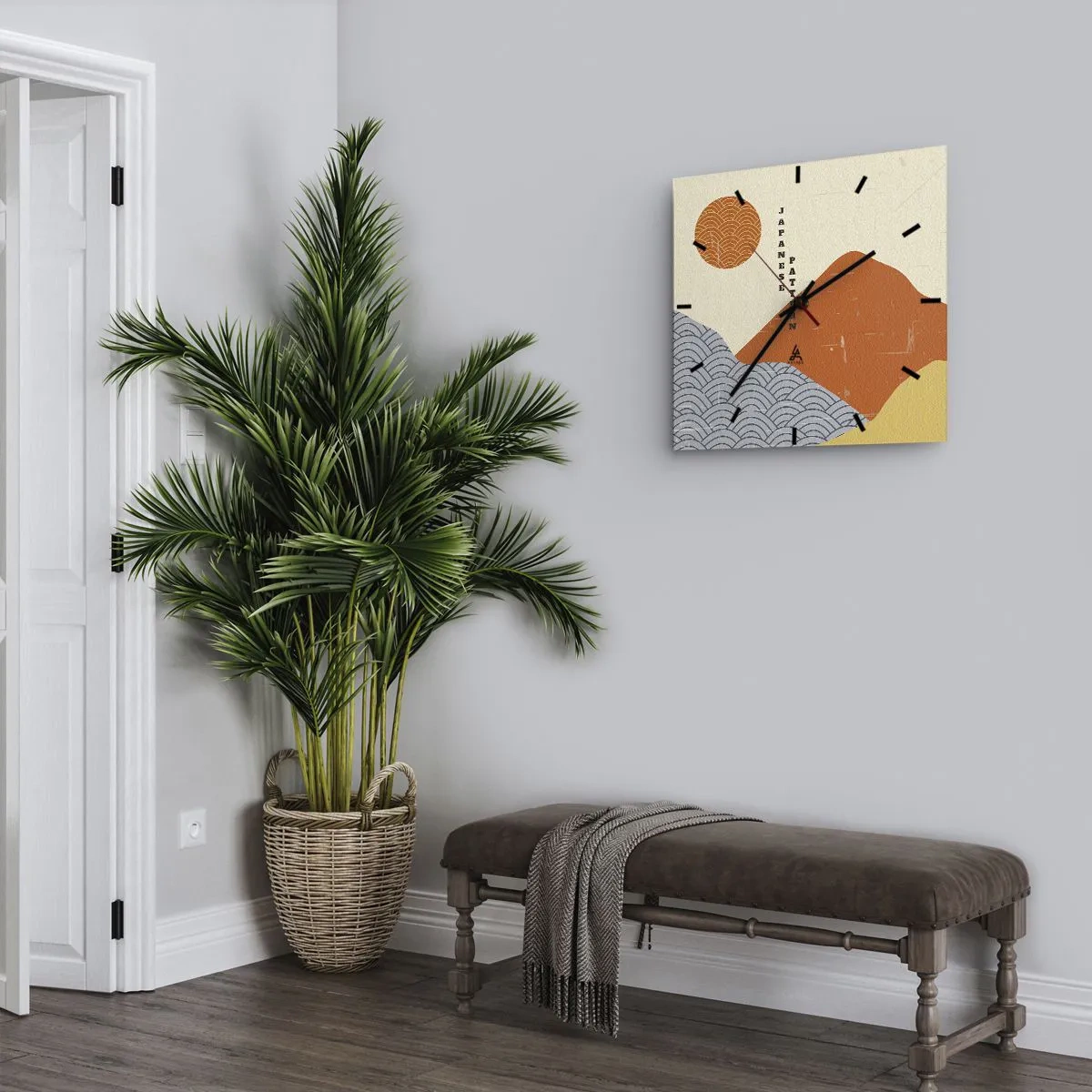 Ceas de perete - Ceas pe sticlă - În stil japonez - 30x30 cm