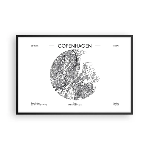 Poster în ramă neagră - Anatomia Copenhagăi - 91x61 cm