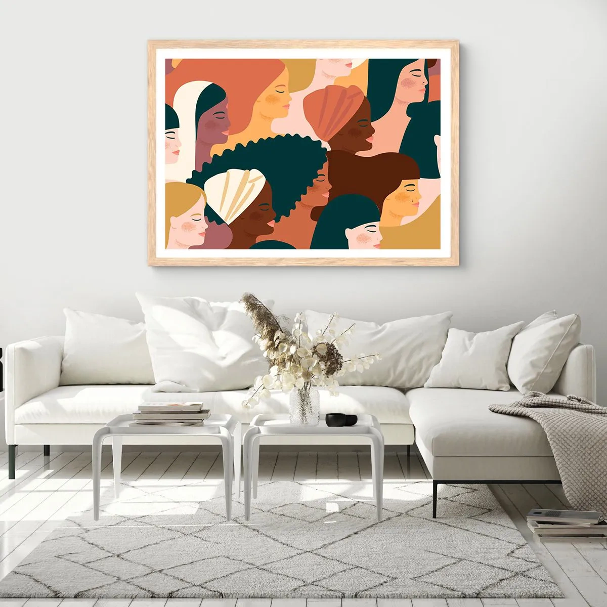 Poster în ramă de stejar deschis - Numai feminitate - 50x40 cm