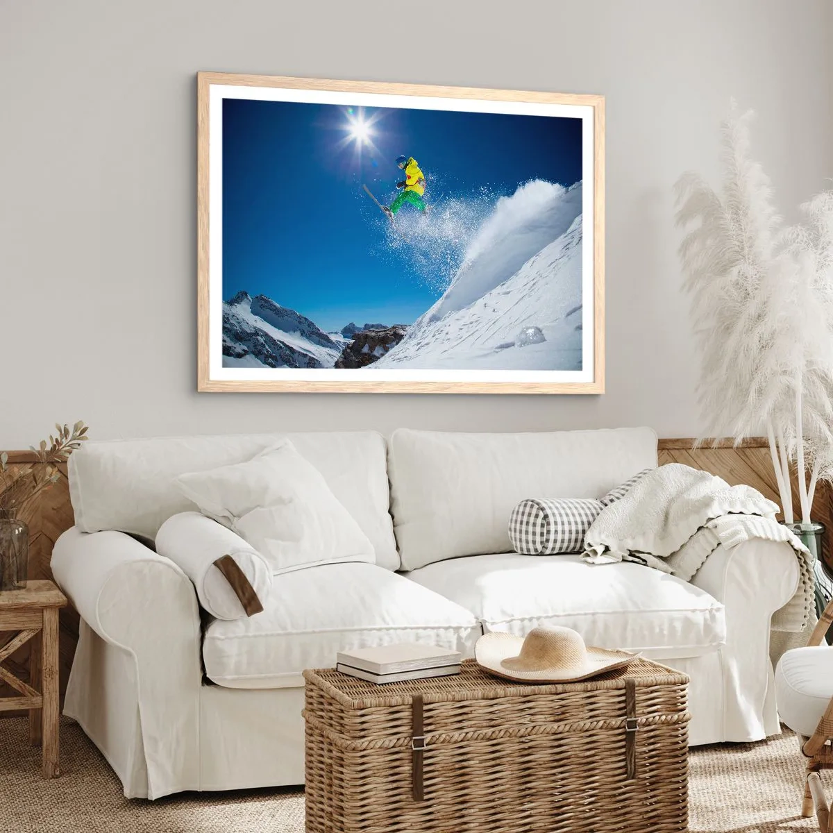Poster în ramă de stejar deschis - Dansând cu munții - 50x40 cm
