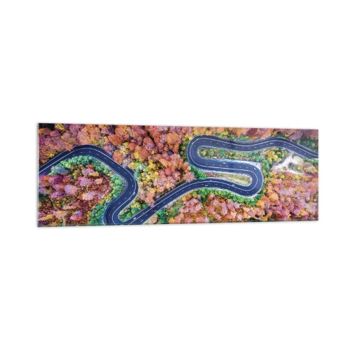 Tablou pe sticlă - Un drum șerpuit prin pădure - 160x50 cm