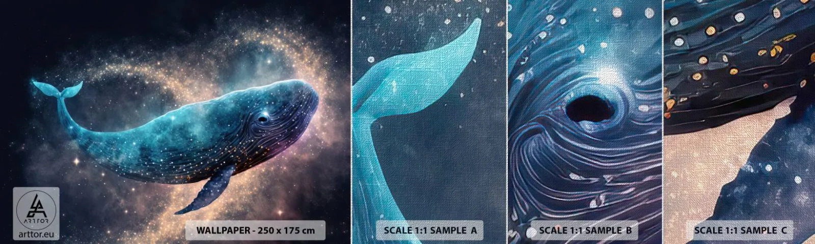 Mostră tapet Premium Canvas - Există o lume... - Balenă, Magie, Fantastic - 100x30 cm