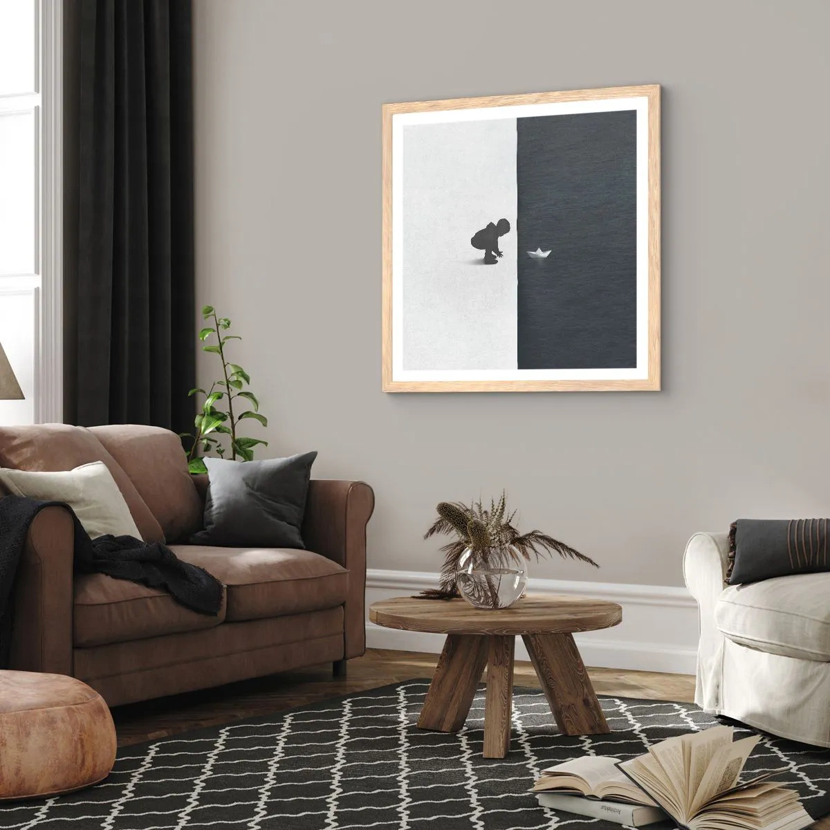 Poster în ramă de stejar deschis - Marea expediție - 50x50 cm