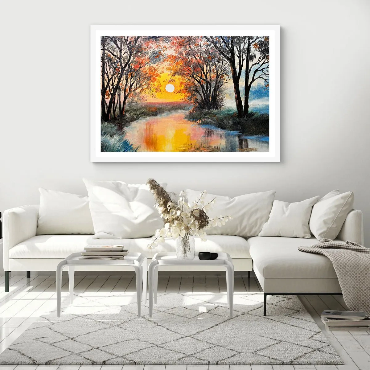 Poster în ramă albă - Atmosferă de toamnă - 70x50 cm