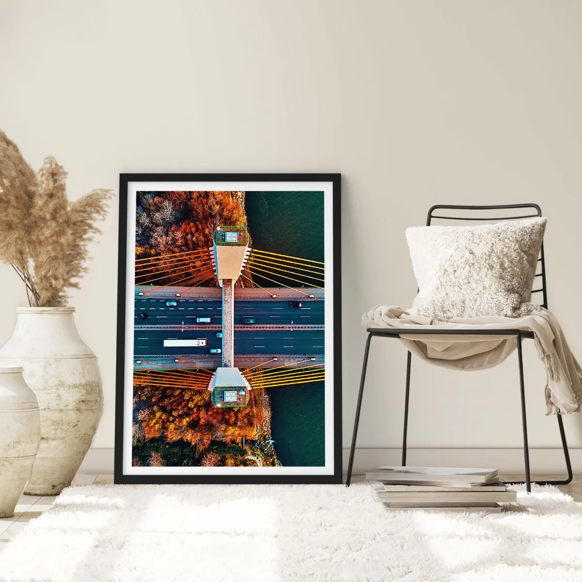 Poster în ramă neagră - Din pădure spre apă - 61x91 cm