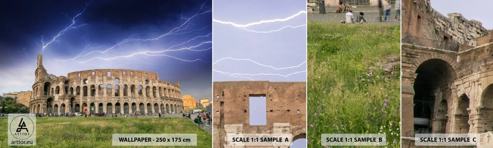 Mostră de Tapet Standard Eco - Arena de luptă - Arhitectură, Roma, Colosseum - 100x30 cm