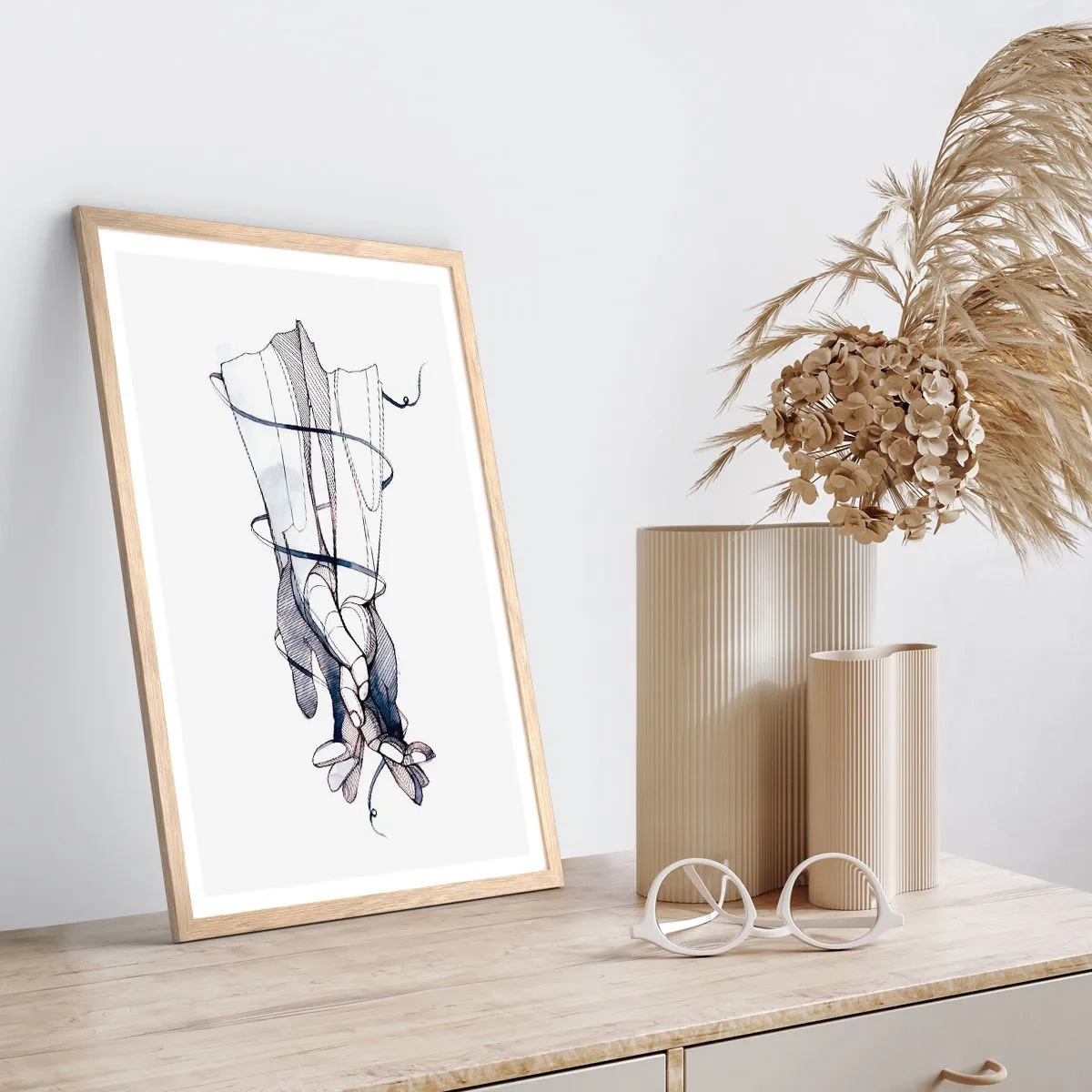 Poster în ramă de stejar deschis - Un studiu al atingerii - 50x70 cm