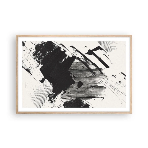 Poster în ramă de stejar deschis - Abstracție - expresie de negru - 91x61 cm