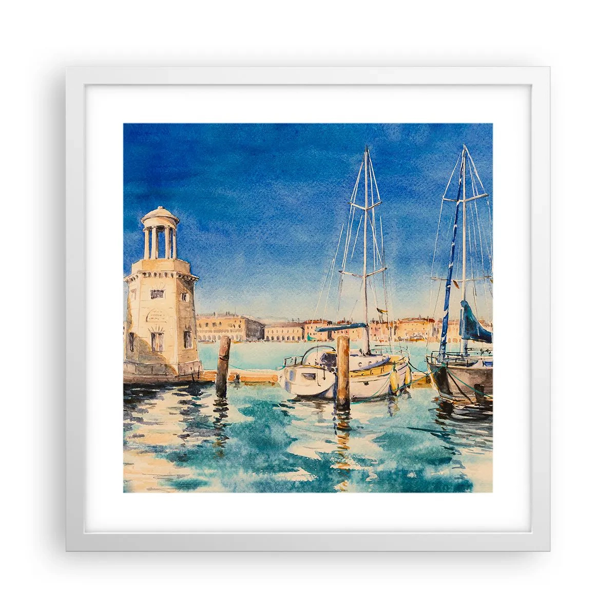 Poster în ramă albă - Laguna însorită - 40x40 cm