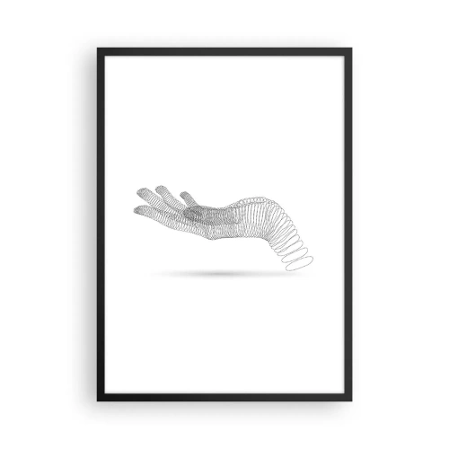 Poster în ramă neagră - Linii abstracte realizate manual pe fundal alb - 50x70cm - Mână arcuită - Decorațiune modernă pentru perete pentru living și dormitor ARTTOR