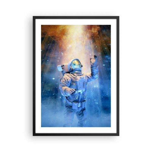 Poster în ramă neagră - Astronautul în lumina stelelor și galaxiilor din spațiu - 50x70cm - În cele din urmă am ajuns - Decorațiune modernă pentru perete pentru living și dormitor ARTTOR
