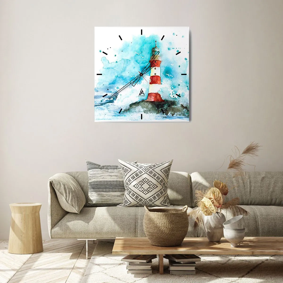 Ceas de perete - Ceas pe sticlă - Unitatea forțelor naturii - 40x40 cm