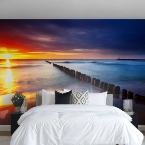 Tapet Premium Canvas - Ascultă tăcerea - Peisaj, Apus de soare, plajă - 300x210 cm