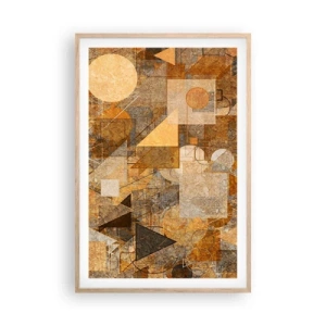 Poster în ramă de stejar deschis - Studiu cubist de bronz - 61x91 cm