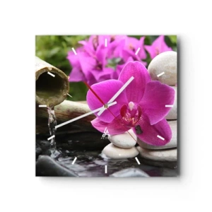 Ceas de perete - Ceas pe sticlă - Te odihnești deja - 40x40 cm