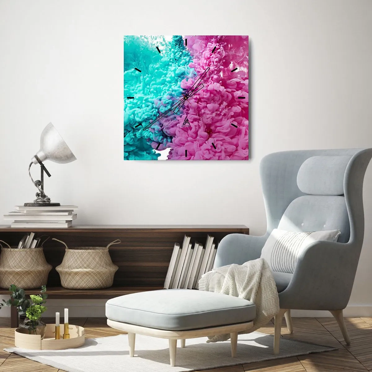 Ceas de perete - Ceas pe sticlă - O ciocnire decisivă - 40x40 cm