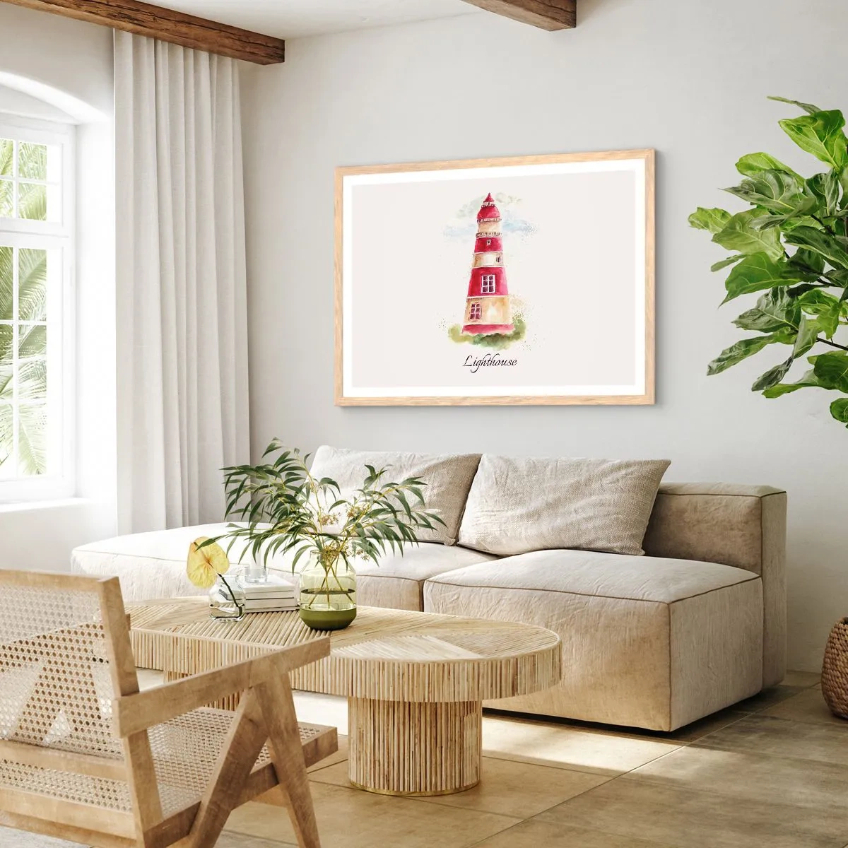 Poster în ramă de stejar deschis - Întotdeauna vreme bună - 70x50 cm