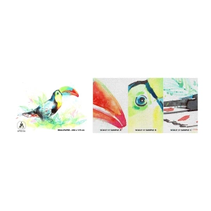 Mostră tapet Premium Canvas - Colorată ca America de Sud - Pasăre, Tucanul, Pentru copii - 100x30 cm